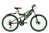 KS Cycling Jugendfahrrad Mountainbike Fully 24'' Bliss schwarz-grün RH 38...