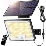 SIGRILL Solarlampen mit Bewegungsmelder 172LED Solarleuchten Aussen, Solar...