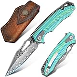 Klappmesser Taschenmesser aus VG10 Damast scharf echt Einhandmesser Outdoor...