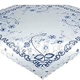 Tischdecke Vintage blau, Moderne weiße Mitteldecke für Küche und...