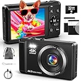 4K Digitalkamera mit 32 GB TF-Karte 44 MP Autofokus Fotoapparat mit 16X...