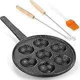 WUWEOT Aebleskiver-Pfanne aus Gusseisen, 5 cm, Poffertjes, dänische...