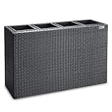 Casaria® Blumenkasten 4 Innentöpfe Polyrattan Herausnehmbar Wasserablauf...