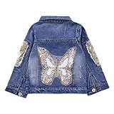 Peacolate 3-11 Jahre Mädchen Denim Jacke Schmetterlings Pailletten...