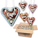 Lebkuchenherzen 20 Stück beliebte Oktoberfest Sprüche Mischkarton - 14cm...