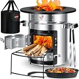 KESSER® Raketenofen mit Grillpfanne aus Gusseisen | inkl. Grillzange &...