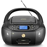 Hernido CD-Player mit Kassette, CD Boombox mit Bluetooth, UKW-Radio,...