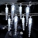 SUAVER LED Eiszapfen Lichterkette Außen und Innen, Wasserdicht 20LED...