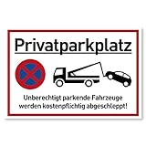 Privatparkplatz Schild Parken Verboten (30x20 cm Kunststoff) - Fahrzeuge...