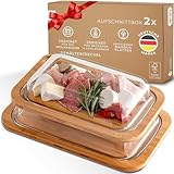 Exitoso Servierbrett Holz Aufschnittboxen für Kühlschrank Glas 2er Set...