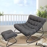 AlpineAura Schaukelstuhl mit Hocker Outdoor Lesesessel Schaukelsessel...