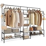 SONGMICS Kleiderständer, offener Kleiderschrank, Garderobenständer mit 9...