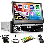 Inefala Autoradio 1 DIN mit Ausfahrbarem Display 7 Zoll Wireless Carplay...