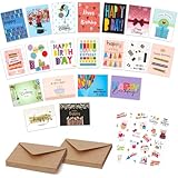 OWill 20 Stück Geburtstagskarten, 20 Designs Geburtstagskarten Packung mit...