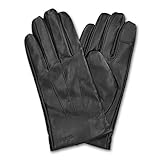 Navaris Touchscreen Leder Handschuhe für Herren - Lammleder mit Kaschmir...