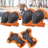 CXAFQ Orange Kinder Rollschuhschoner 6 Teiliges Set, Knieschoner Kinder...