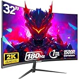 Gawfolk 32 Zoll Gaming Curved Monitor 180Hz, QHD 2560x1440p PC Bildschirm,...