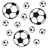 kleb-Drauf | 13 Fußbälle | Schwarz - matt | Wandtattoo Wandaufkleber...