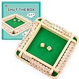 Mystooy Shut The Box Spiel, 2-4 Spieler Würfelspiel aus Holz Brettspiel ab...