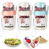 JIANGZHIB 3 Stück Müslibecher to Go, 560ml+310ml Joghurtbecher to Go mit...