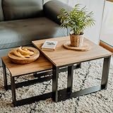 LEHMANN Wohnzimmertisch Holz, Couchtisch 2er Set in 2 Größen,...