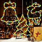 Weihnachtsbeleuchtung Fenster Innen, 3 Stück LED Lichtervorhang...