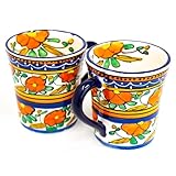 Encantada Kaffeebecher, Orange/Blau, 2 Stück