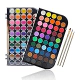 Artecho Aquarellfarben 48 Farben mit 3 Pinsel und 1 Palette, Tragbar und...