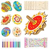 12 Stück Holz Bastelset Kinder, Kreisel Holz Bastelset zum Bemalen und...