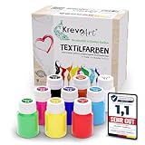 Krevo Art Stoffmalfarben Textilfarben Waschfest | Set aus 9 x 20ml...