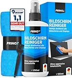 PRINOX Bildschirmreiniger Set 250ml mit Mikrofasertuch und Pinsel - Display...