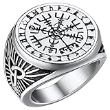 FaithHeart Edelstahl Statement Vikings Kompass Ring in Umfang 64.6mm...