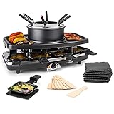 Klarstein 3-in-1 Raclette Fondue Kombi und Grill, 1100W Raclette-Fondue-Set...