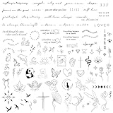 BETESSIN 3 Bögen Temporäre Tattoos 2 Wochen - Fake Tattoos mit 100+...