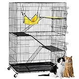 Yaheetech Katzenkäfig mit 4 Ebenen, Rattenkäfig mit 2 Tür, Abnehmbarer...