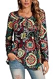 Enmain Damen Tunika Shirt Langarm Tunika Longshirt Damen Große Größen...
