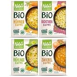 NATUCO 4er Pack Bio Suppen: Buchstabensuppe, Hühnersuppe, Frühlingssuppe,...