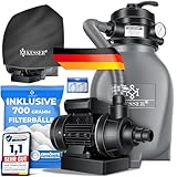 KESSER® Sandfilter Sandfilteranlage + 700g Filterbälle ersetzen 25kg...