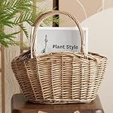 Weidenkorb mit Griff – Natürlicher Rattan Aufbewahrungskorb für Garten,...