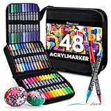 Zenacolor 48 Acrylstifte für Steine wasserfest mit Doppelspitze (feine...