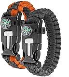 Ember Rock Paracord Survival Armband - 2 Pack Survival Kit Firestarter...