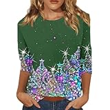 Weihnachtsmode für Frauen Weihnachtsmann Weihnachtsbaum Grafik T-Shirt...