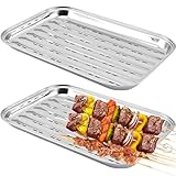 GOMETY 2 Stück BBQ Grillschalen aus Edelstahl, 34.5 x 24.2 x 2.7 cm...