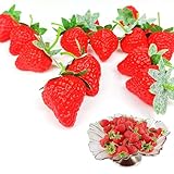 LINGJIA 20 Stück Künstliches Obst, Deko Obst, Erdbeere, Künstliche...