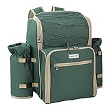 anndora Picknickrucksack 4 Personen mit integrierter Kühltasche grün...