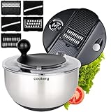 Cookery Salatschleuder aus Edelstahl (4,5l) + Gemüsehobel mit 5 Klingen |...