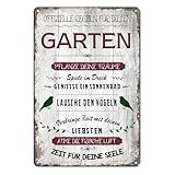 Retro Gartenregeln Schild-Blechschilder Garten mit Sprüchen,Metallschild...