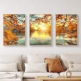 Trayosin 3er Premium Poster Set Herbst See Aesthetic Bilder Wandbilder...