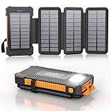 Solar Powerbank 26800 mAh mit 4 Solarpanel, Powerbank USB-C 18W...