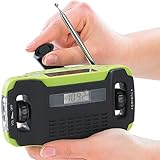 infactory Outdoorradio: Solar- und Dynamo-Kurbel-Radio mit LED-Licht,...
